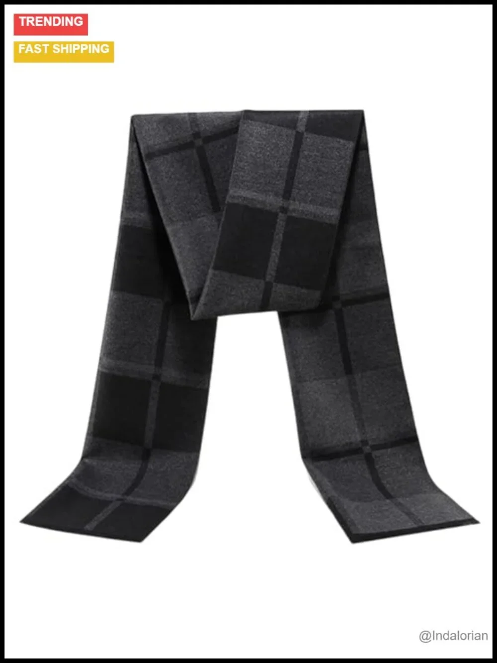 Men's Long Winter Warm Scarf, Cashmere Feel, Plaid Formal Classic Scarves for